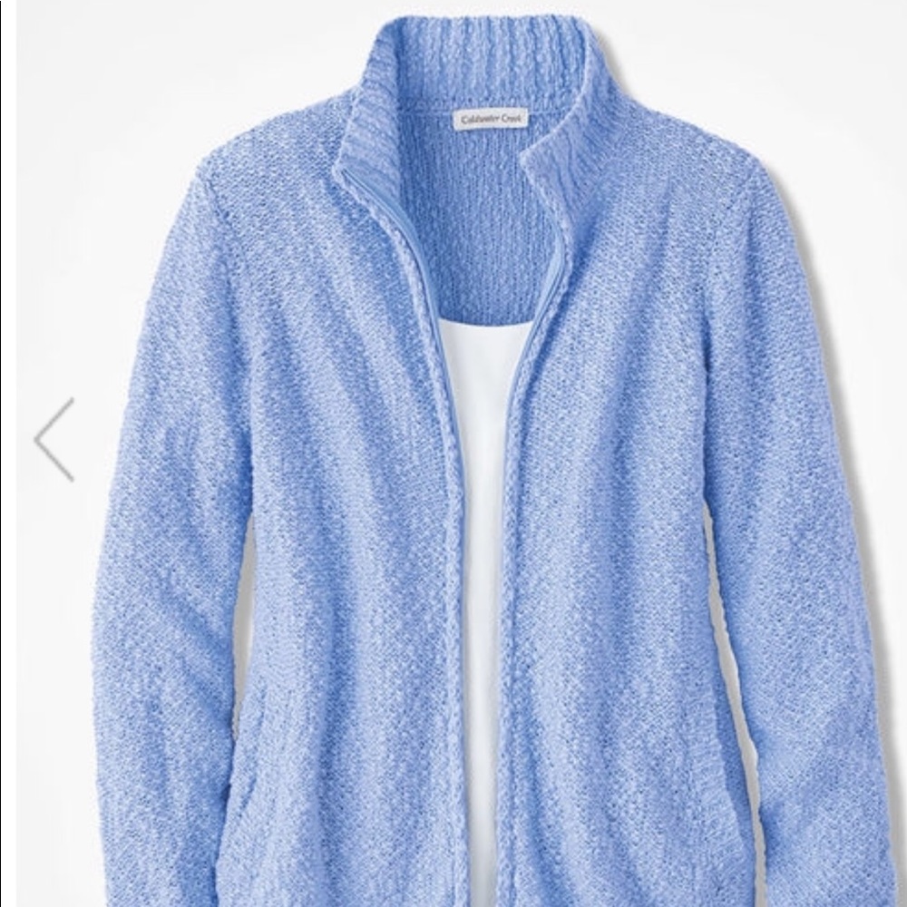 Coldwater Creek 🆕 2X Cotton Textured blue zip cardigan new in original package